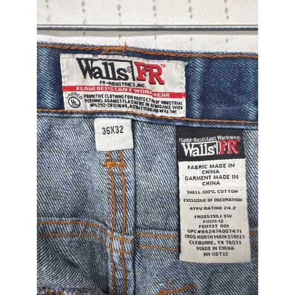 Walls Mens FR Jeans Sz 36 x 30 Flame Resistant Blue Denim WorkWear Utility Worn - Picture 3 of 14